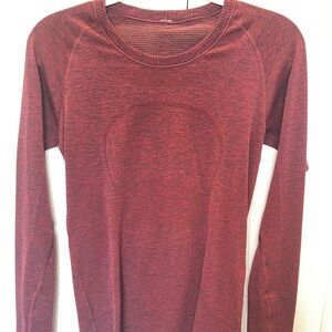 Lululemon Swiftly Tech Women's Long Sleeve Maroon/Black Size 8